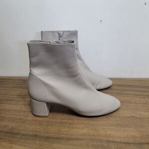 Topshop Light Gray Leather Ankle Boots